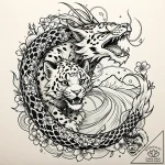 Snow leopard, concept art for tattoo, sepia t… – style Jaeger Mini – tattoo sketch (07.11.2025 10:33)