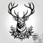 Tattoo sketch, horned stag with twisting antl… – style Jagger Old – tattoo sketch (07.11.2025 10:38)