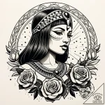 Cleopatra, ink illustration for tattoo, minim… – style Jaeger Simple – tattoo sketch (07.11.2025 10:48)