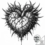 Engraved heart pierced by thorns, tattoo flas… – style Jaeger Mini – tattoo sketch (07.11.2025 10:53)