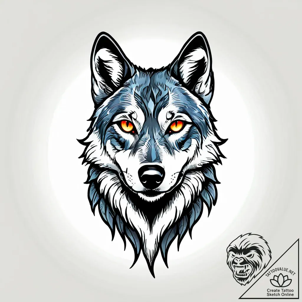 Arcane wolf with flaming eyes, tattoo flash s... - style Jagger Old - tattoo sketch (07.11.2025 10:58)