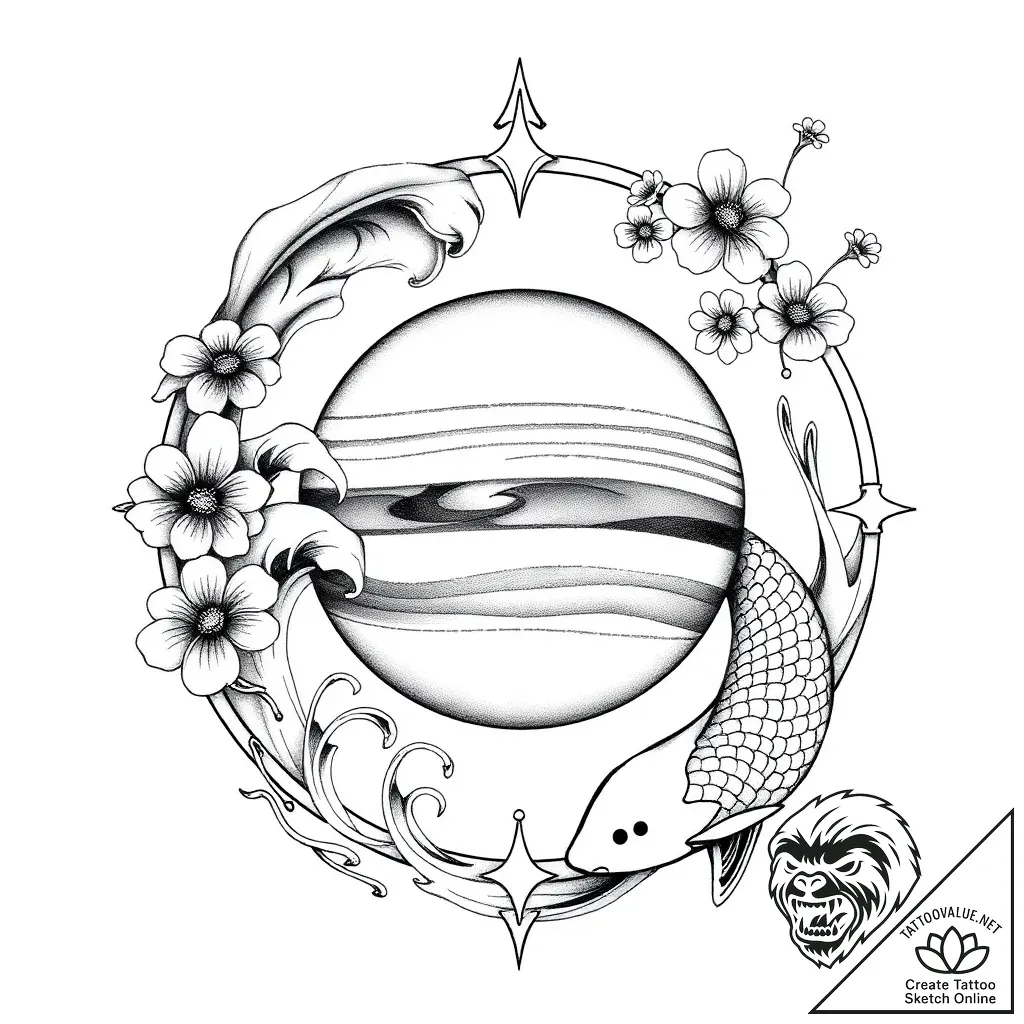 The astrological symbol for a planet (eg, jup... - style Flux Inscriptions - tattoo sketch (07.11.2025 11:23)