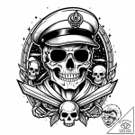 A skull with a glowing cyberpunk visor, tatto… – style Jaeger Mini – tattoo sketch (07.11.2025 11:33)