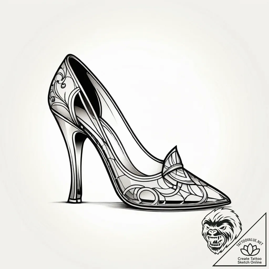 Glass slipper from cinderella, with a crack i... - style Jagger Old - tattoo sketch (07.11.2025 11:38)