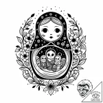 Nesting doll with layers of life, death, and… – style Jaeger Mini – tattoo sketch (07.11.2025 11:53)