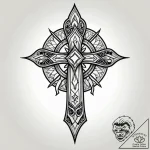 Graven blade beneath celestial bloom, tattoo… – style Jagger Old – tattoo sketch (07.11.2025 11:58)