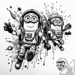 Tattoo sketch, minions flying with jetpacks,… – style Jaeger Simple – tattoo sketch (07.11.2025 12:08)