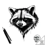 Raccoon, artistic tattoo sketch, blackwork ta… – style Flux Inscriptions – tattoo sketch (07.11.2025 15:23)