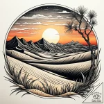 Tat tattoo sketch, vast desert dunes with rip… – style Jaeger Simple – tattoo sketch (07.11.2025 15:28)