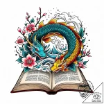 A tree growing out of an open book, concept a… – style Jaeger Mini – tattoo sketch (07.11.2025 15:33)