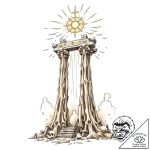 Pillar of bones beneath celestial gate, tatto… – style Flux Inscriptions – tattoo sketch (07.11.2025 15:43)