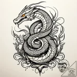Ashen serpent entangled in roots, tattoo line… – style Jaeger Simple – tattoo sketch (07.11.2025 16:08)
