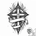 Old banner torn by wind, ink illustration for… – style Jaeger Mini – tattoo sketch (07.11.2025 16:13)