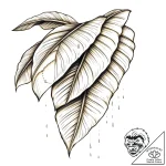Tattoo sketch, overlapping banana leaves with… – style Flux Inscriptions – tattoo sketch (07.11.2025 16:23)