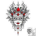 Mask crowned with ivy thorns, concept art for… – style Jaeger Mini – tattoo sketch (07.11.2025 17:13)