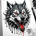 Abyssal wolf with dripping fangs, tattoo line… – style Jaeger Simple – tattoo sketch (07.11.2025 17:28)
