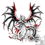 Tat tattoo sketch, fantasy lover with dragon… – style Flux Inscriptions – tattoo sketch (07.11.2025 17:43)