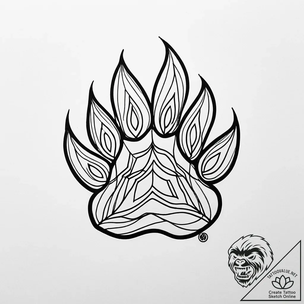 Paw, tattoo flash sheet design, black and whi... - style Jaeger Simple - tattoo sketch (07.11.2025 18:28)