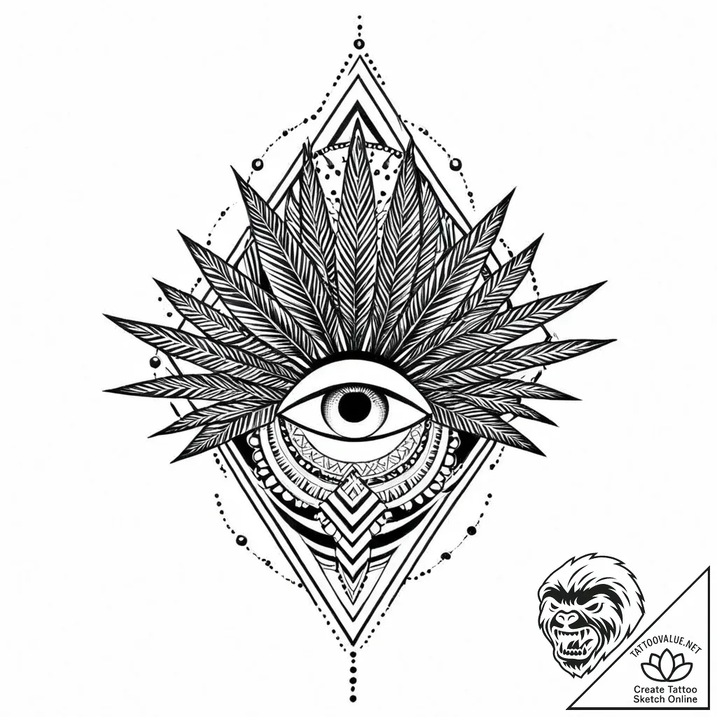 Tattoo sketch, hei hei hiding behind palm lea... - style Jaeger Mini - tattoo sketch (07.11.2025 18:33)