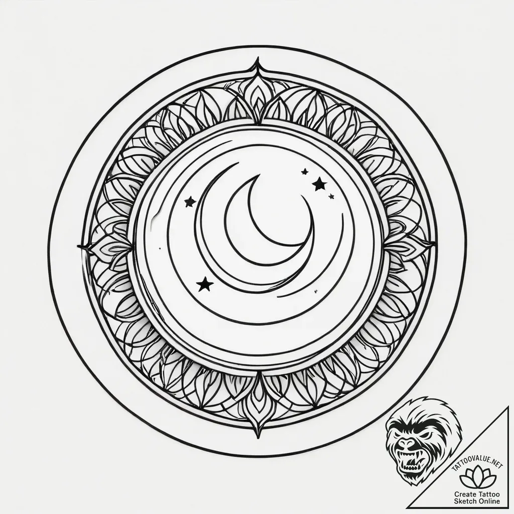 Oak window beneath eclipsed moon, tattoo line... - style Jagger Old - tattoo sketch (07.11.2025 18:37)