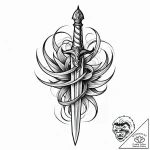 Dagger spiraling through smoke, artistic tatt… – style Jaeger Mini – tattoo sketch (07.11.2025 18:53)
