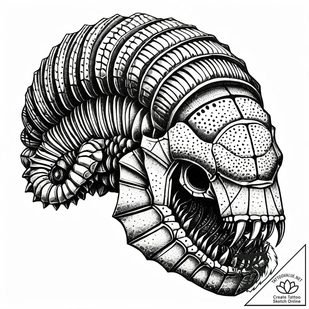 Trilobite fossil frozen in time, tattoo sketc... - style Jaeger Simple - tattoo sketch (07.11.2025 19:08)