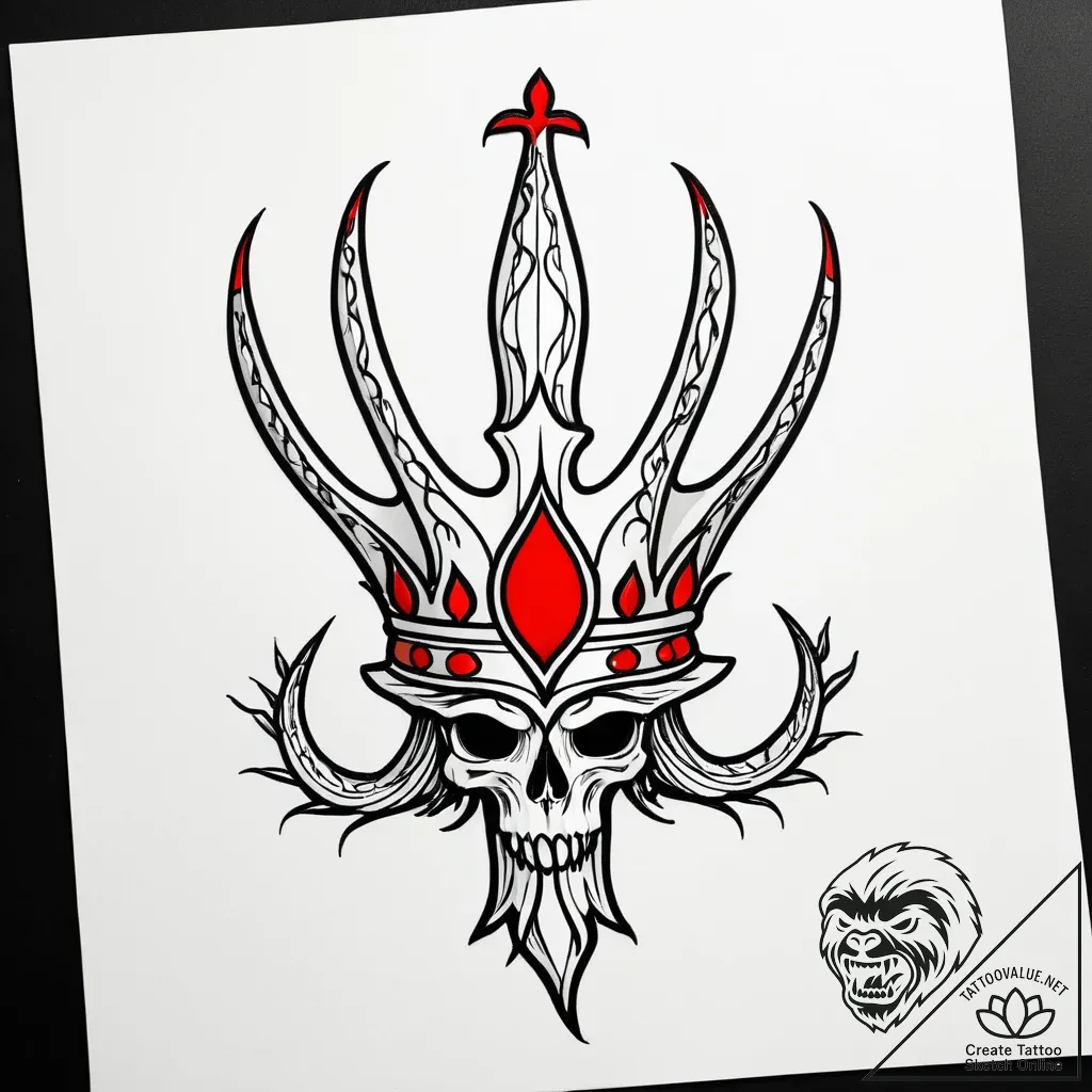 Seaweed crown beneath bone spire, concept art... - style Jagger Old - tattoo sketch (07.11.2025 19:38)