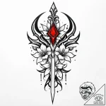 Ghost dagger beneath celestial bloom, artisti… – style Jaeger Mini – tattoo sketch (07.11.2025 19:53)