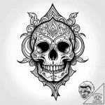 Skull in mirror, tattoo sketch design, black… – style Jagger Old – tattoo sketch (07.11.2025 19:58)