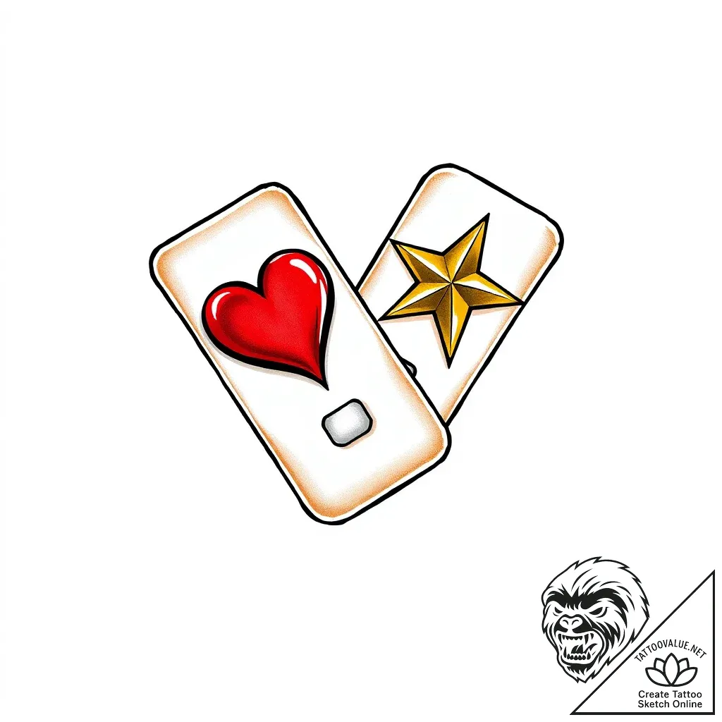 Band-aids, crossed, one with a heart, one wit... - style Flux Inscriptions - tattoo sketch (07.11.2025 20:43)