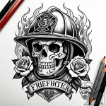 Tat tattoo sketch, firefighter helmet with sm… – style Jaeger Simple – tattoo sketch (07.11.2025 20:47)