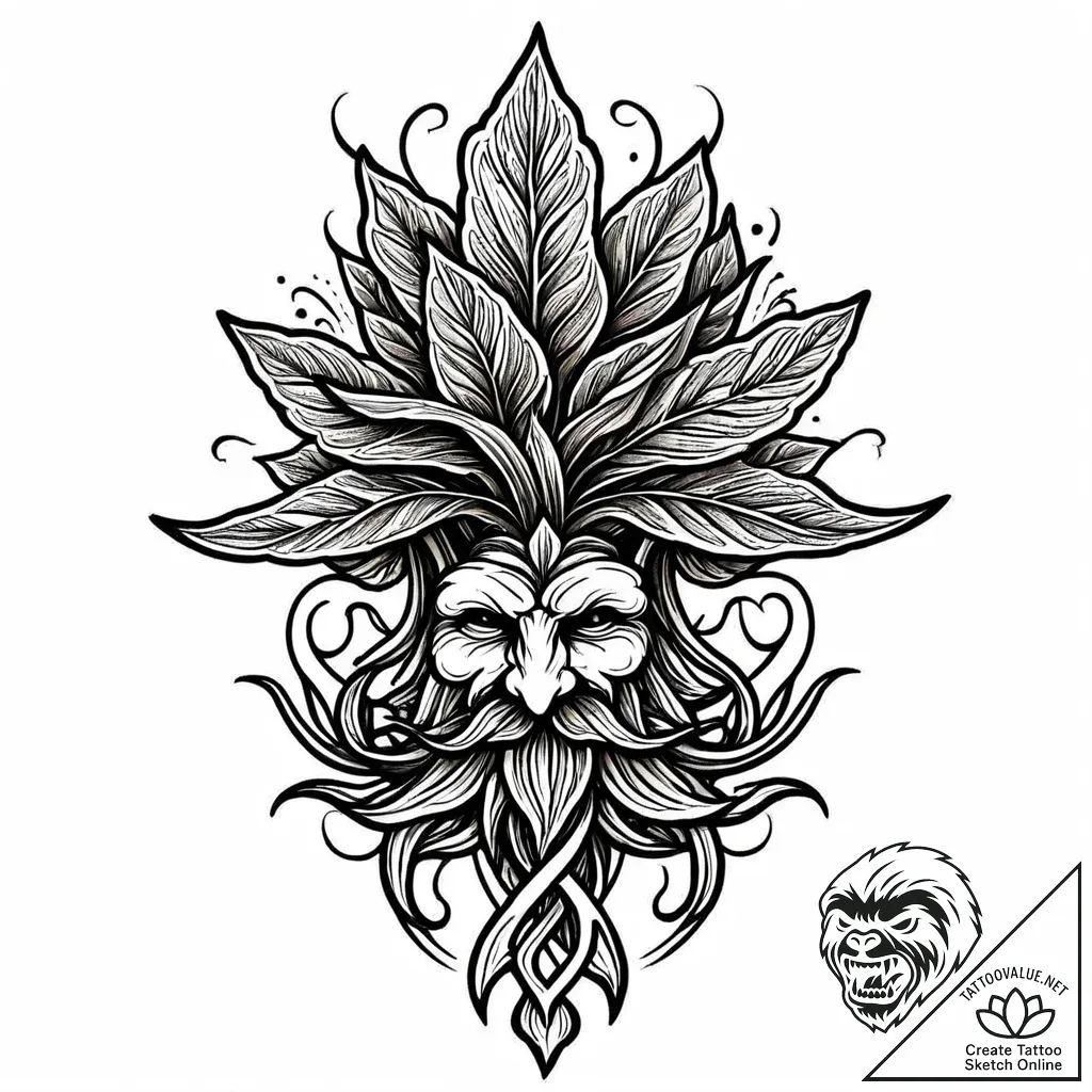 Mandrake root, ink illustration for tattoo, c... - style Jaeger Mini - tattoo sketch (07.11.2025 21:13)