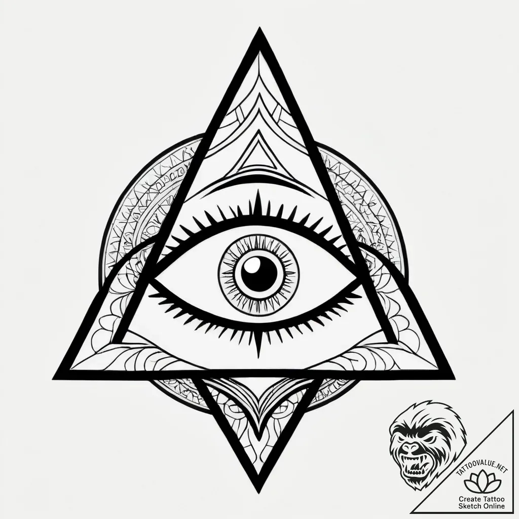 Pineal gland depicted as a glowing third eye,... - style Jagger Old - tattoo sketch (07.11.2025 21:18)