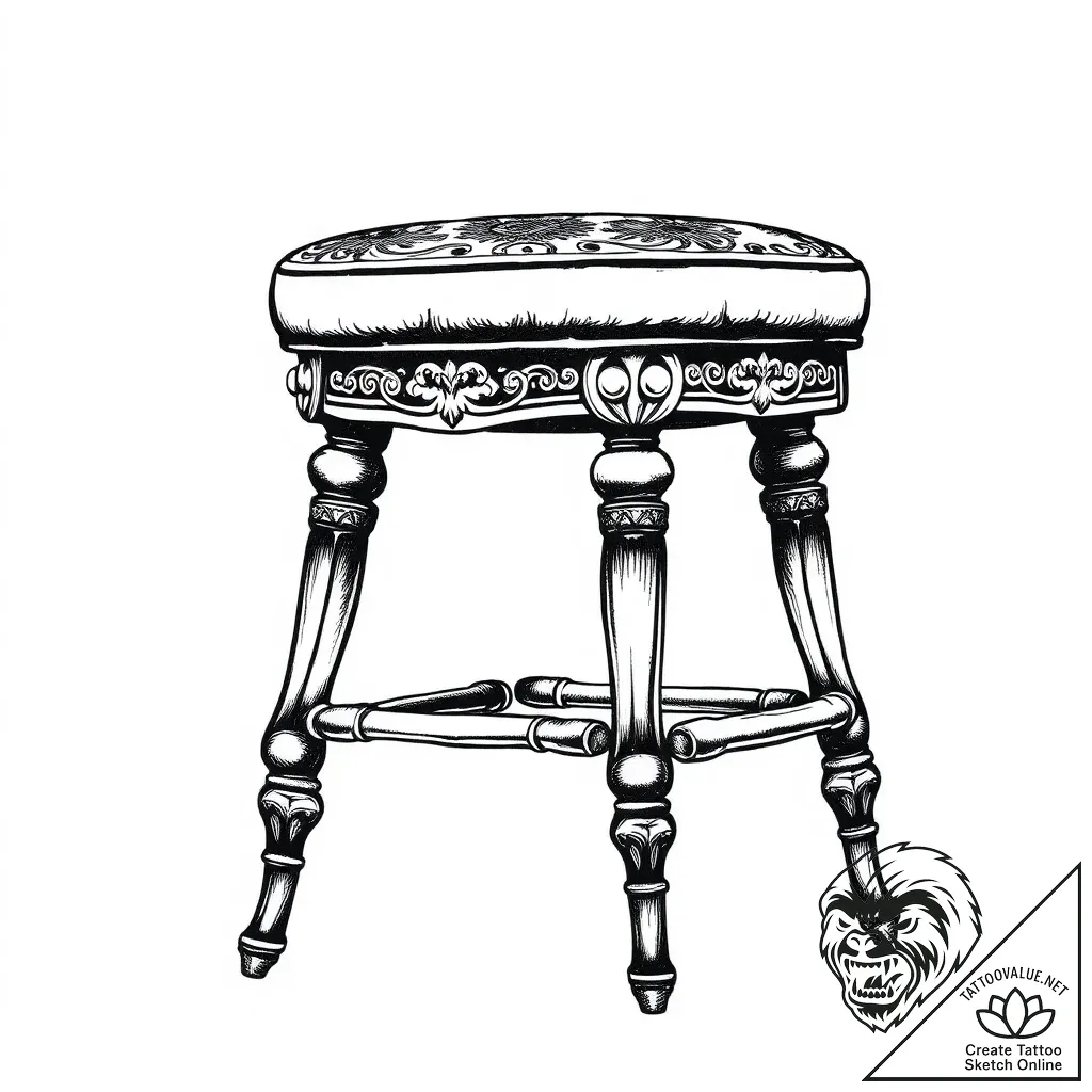 A classic bar stool, casual,, ink illustratio... - style Flux Inscriptions - tattoo sketch (07.11.2025 21:23)