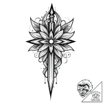 Onyx dagger piercing spectral bloom, artistic… – style Jaeger Mini – tattoo sketch (07.11.2025 21:33)