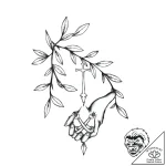 Tat tattoo sketch, sacred olive branch entwin… – style Flux Inscriptions – tattoo sketch (07.11.2025 21:43)