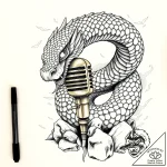 Tat tattoo sketch, sea serpent coiled around… – style Flux Inscriptions – tattoo sketch (07.11.2025 22:03)
