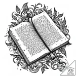 Scribe’s hand, carefully illuminating a manus… – style Jaeger Mini – tattoo sketch (07.11.2025 22:13)