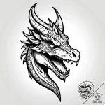Dragon skull with crystal eyes, tattoo line a… – style Jagger Old – tattoo sketch (07.11.2025 22:18)