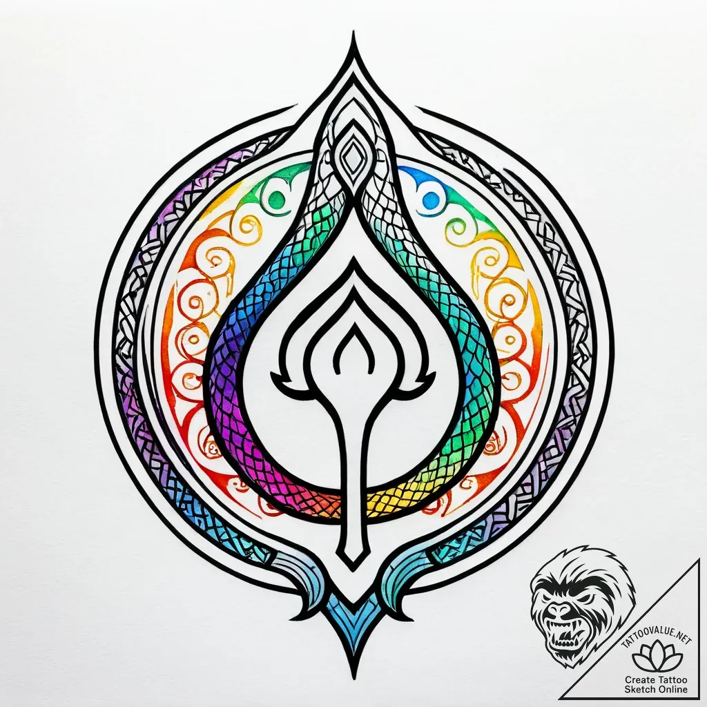 Rune cage trapping serpent, tattoo drawing ou... - style Jagger Old - tattoo sketch (07.11.2025 22:38)