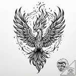 Tat tattoo sketch, phoenix rising from ashes… – style Jaeger Mini – tattoo sketch (07.11.2025 22:53)