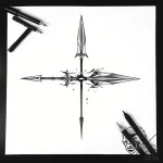 Spear, tattoo flash sheet design, on a clean… – style Flux Inscriptions – tattoo sketch (07.11.2025 23:03)
