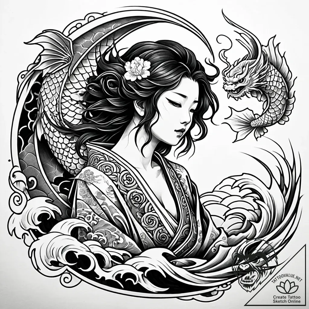 Angel of despair with torn robes, artistic ta... - style Jaeger Simple - tattoo sketch (07.11.2025 23:07)