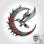 Feathered serpent encircling moon, concept ar… – style Jagger Old – tattoo sketch (07.11.2025 23:18)
