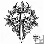 Dagger in skeletal rose, tattoo flash sheet d… – style Jaeger Mini – tattoo sketch (07.11.2025 23:33)