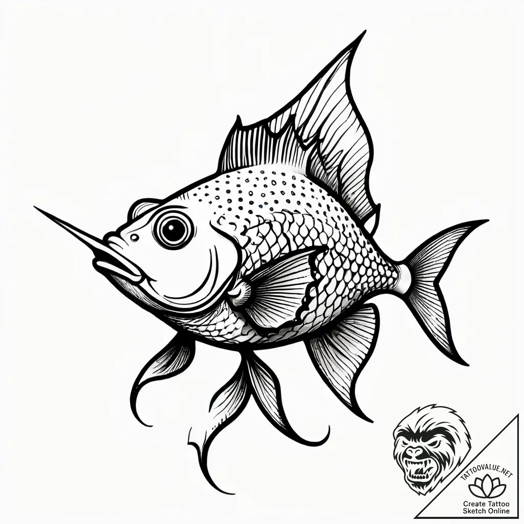 Deep-sea anglerfish, ink illustration for tat... - style Jagger Old - tattoo sketch (07.11.2025 23:58)