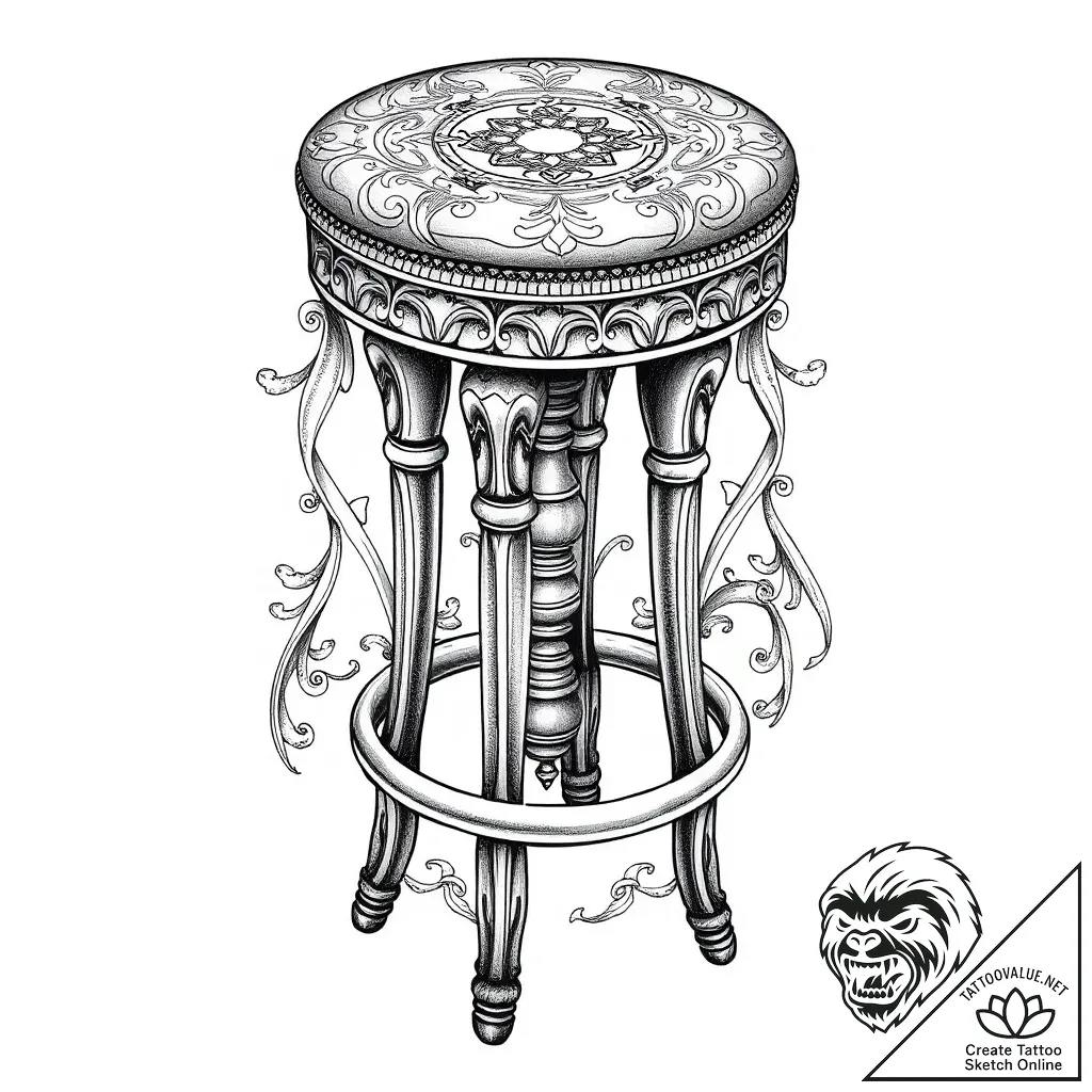 A classic bar stool, casual,, tattoo sketch d... - style Flux Inscriptions - tattoo sketch (08.11.2025 00:03)