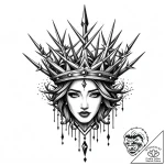 Thorn crown wrapped in roots, concept art for… – style Jaeger Mini – tattoo sketch (08.11.2025 01:13)