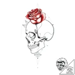 Crimson rose blooming from skull, concept art… – style Flux Inscriptions – tattoo sketch (08.11.2025 01:23)
