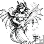 Tat tattoo sketch, fantasy lover with dragon… – style Flux Inscriptions – tattoo sketch (08.11.2025 02:03)
